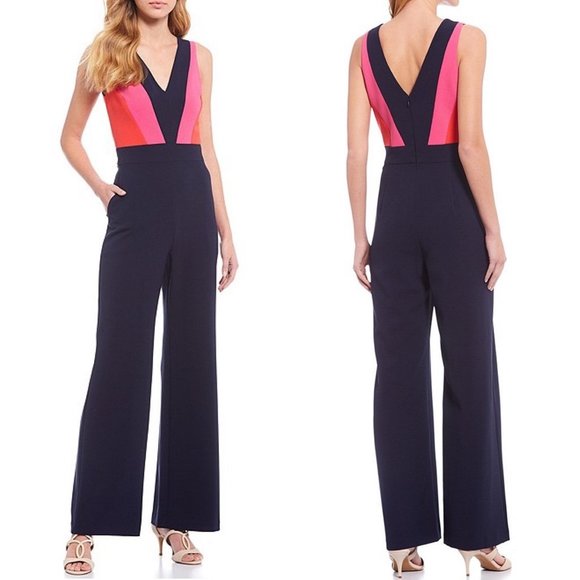vince camuto colorblock jumpsuit